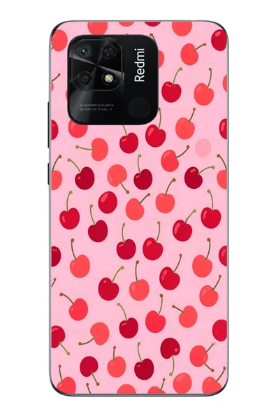 Le Balvo Redmi 10C Uyumlu Pembe Kirazlar Baskılı Silikon Kılıf ürün görseli 1