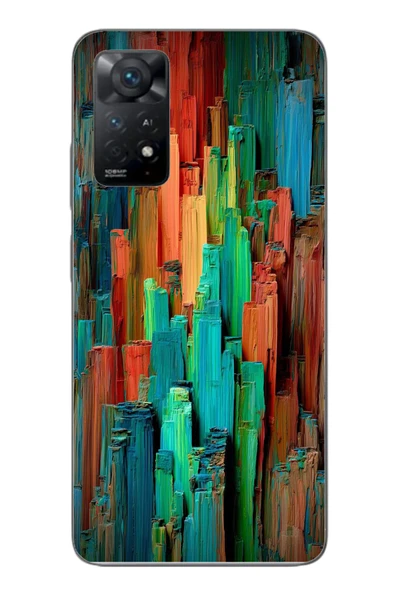 Le Balvo Redmi Note 11E Uyumlu Dikey Renkler Baskılı Silikon Kılıf ürün görseli 1