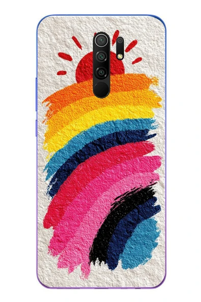 Le Balvo Redmi 9 Uyumlu Güneşli Gökkuşağı Baskılı Silikon Kılıf ürün görseli 1