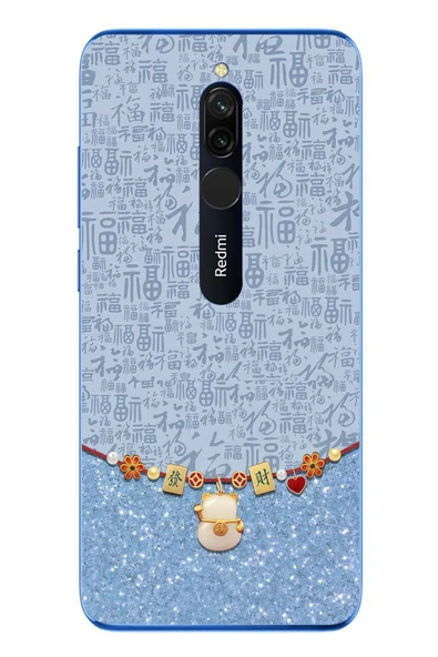 Le Balvo Redmi 8 Uyumlu Mavi Japon Desen Baskılı Silikon Kılıf ürün görseli 1