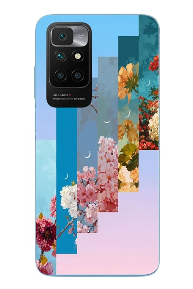 Le Balvo Redmi 10 2022 Uyumlu Dik Çiçek Tabloları Baskılı Silikon Kılıf ürün görseli 1