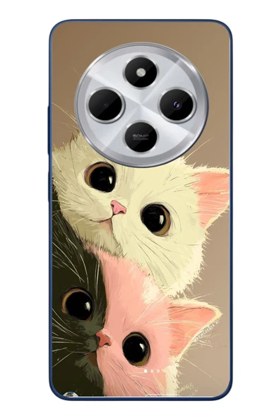 Le Balvo Redmi 14C Uyumlu Pembe Siyah Beyaz Kedi Baskılı Silikon Kılıf ürün görseli 1