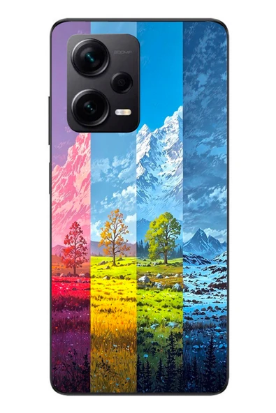 Le Balvo Redmi Note 12 Pro Plus Uyumlu Dört Mevsim Manzara Baskılı Silikon Kılıf ürün görseli 1