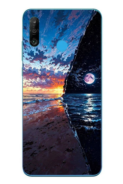 Le Balvo Huawei P30 Lite Uyumlu Deniz Günbatımı Baskılı Silikon Kılıf ürün görseli 1