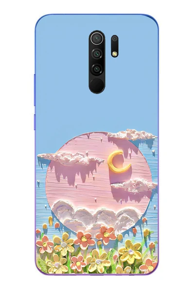 Le Balvo Redmi 9 Uyumlu Çiçekli Ay Baskılı Silikon Kılıf ürün görseli 1