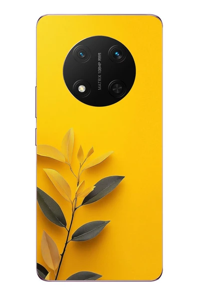 Le Balvo Honor Magic 7 Lite Uyumlu Sarı Siyah Çiçekler Baskılı Silikon Kılıf ürün görseli 1