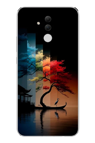 Le Balvo Huawei Mate 20 Lite Uyumlu Dört Mevsim Ağaç Baskılı Silikon Kılıf ürün görseli 1