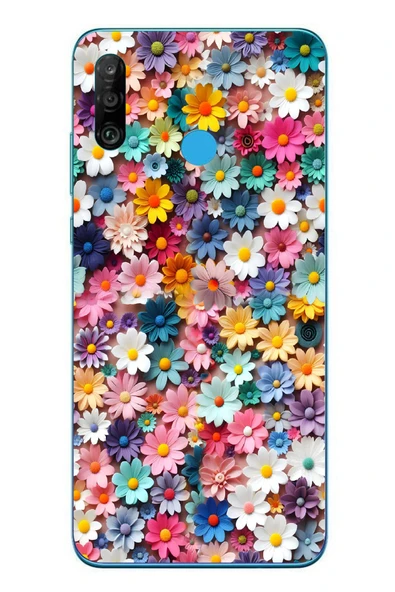 Le Balvo Huawei P30 Lite Uyumlu Pastel Çiçekler Baskılı Silikon Kılıf ürün görseli 1