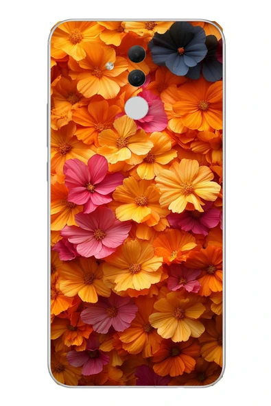 Le Balvo Huawei Mate 20 Lite Uyumlu Sarı Pembe Çiçekler Baskılı Silikon Kılıf ürün görseli 1