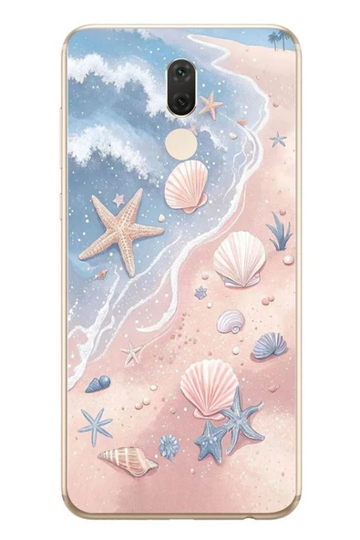 Le Balvo Huawei Mate 10 Lite Uyumlu Deniz Yıldızı Kumsalı Baskılı Silikon Kılıf ürün görseli 1