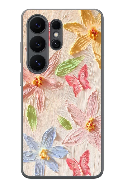 Le Balvo Samsung Galaxy S26 Ultra Uyumlu Kelebekli Papatya Baskılı Silikon Kılıf ürün görseli 1