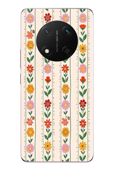 Le Balvo Honor Magic 7 Lite Uyumlu Çiçekler ve Yaprakları Baskılı Silikon Kılıf ürün görseli 1