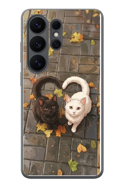 Le Balvo Samsung Galaxy S26 Ultra Uyumlu Kalp Kuyruklu Kediler Baskılı Silikon Kılıf ürün görseli 1