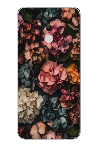 Le Balvo Huawei Mate 20 Lite Uyumlu Koyu Çiçekler Baskılı Silikon Kılıf ürün görseli 1