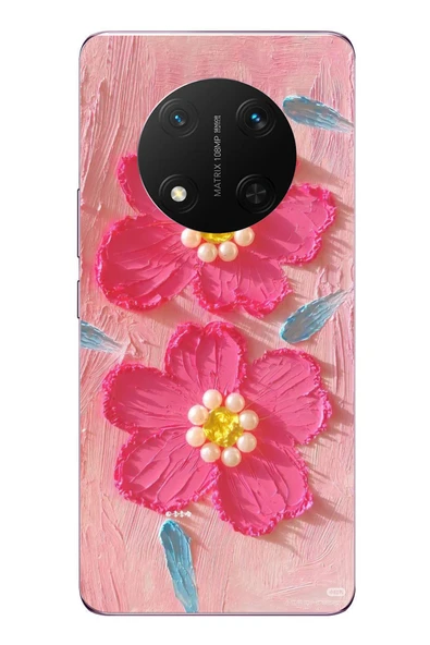 Le Balvo Honor Magic 7 Lite Uyumlu İnci Çiçekler Baskılı Silikon Kılıf ürün görseli 1