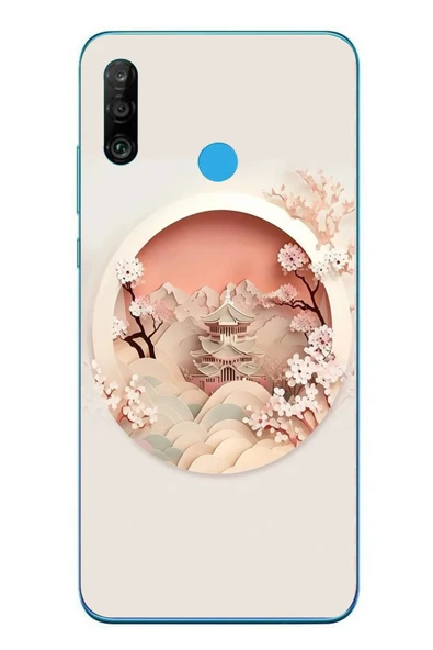 Le Balvo Huawei P30 Lite Uyumlu Manzar Retro Yuvarlak Baskılı Silikon Kılıf ürün görseli 1