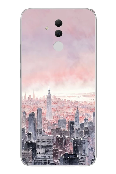 Le Balvo Huawei Mate 20 Lite Uyumlu Gökdelenler Baskılı Silikon Kılıf ürün görseli 1