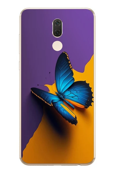 Le Balvo Huawei Mate 10 Lite Uyumlu Mavi Kelebek Baskılı Silikon Kılıf ürün görseli 1