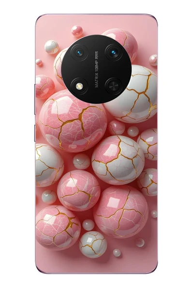 Le Balvo Honor Magic 7 Lite Uyumlu Pembe Beyaz Kırık Toplar Baskılı Silikon Kılıf ürün görseli 1