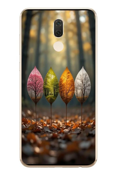 Le Balvo Huawei Mate 10 Lite Uyumlu Dört Mevsim Yaprakları Baskılı Silikon Kılıf ürün görseli 1