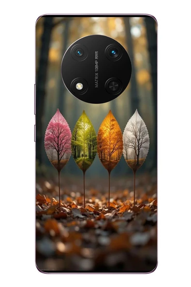 Le Balvo Honor Magic 7 Lite Uyumlu Dört Mevsim Yaprakları Baskılı Silikon Kılıf ürün görseli 1
