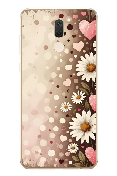 Le Balvo Huawei Mate 10 Lite Uyumlu Kalpli Papatya Damlaları Baskılı Silikon Kılıf ürün görseli 1