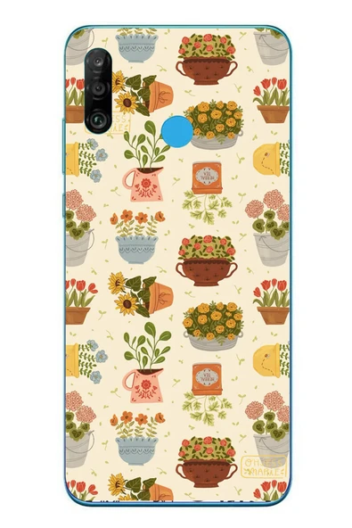 Le Balvo Huawei P30 Lite Uyumlu Çiçekler ve Saksılar Baskılı Silikon Kılıf ürün görseli 1