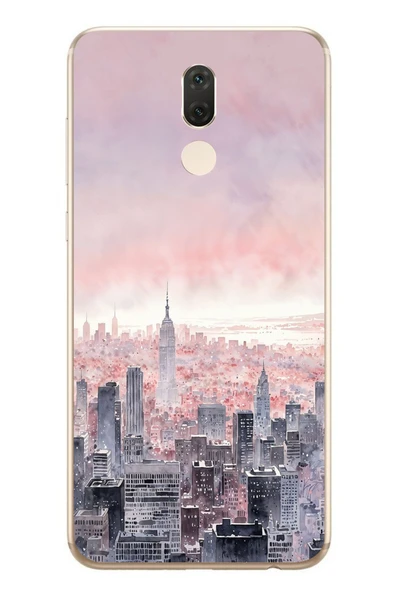 Le Balvo Huawei Mate 10 Lite Uyumlu Gökdelenler Baskılı Silikon Kılıf ürün görseli 1