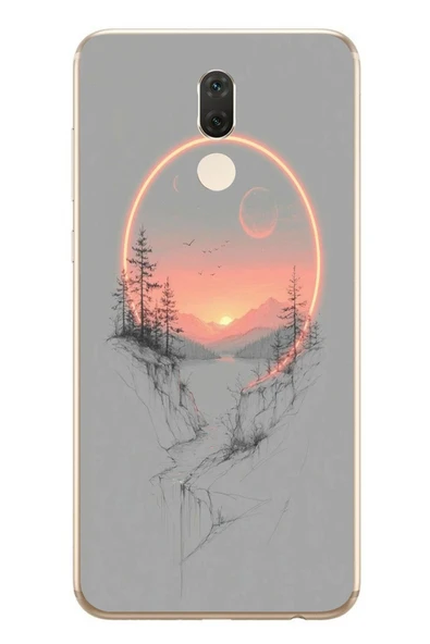 Le Balvo Huawei Mate 10 Lite Uyumlu Günbatımı Mermer Desenli Baskılı Silikon Kılıf ürün görseli 1