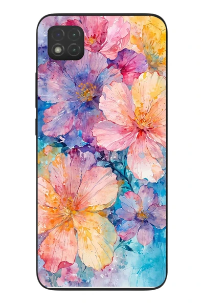 Le Balvo Redmi 9C Uyumlu Yağlı Boya Çiçekler Baskılı Silikon Kılıf ürün görseli 1