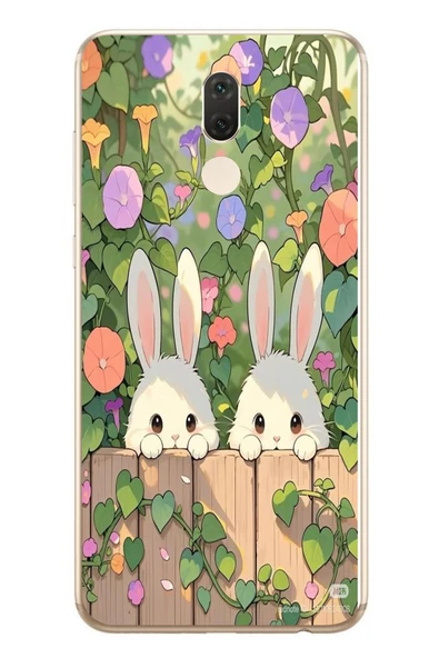 Le Balvo Huawei Mate 10 Lite Uyumlu Tavşan Kardeşler Baskılı Silikon Kılıf ürün görseli 1