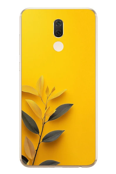 Le Balvo Huawei Mate 10 Lite Uyumlu Sarı Siyah Çiçekler Baskılı Silikon Kılıf ürün görseli 1