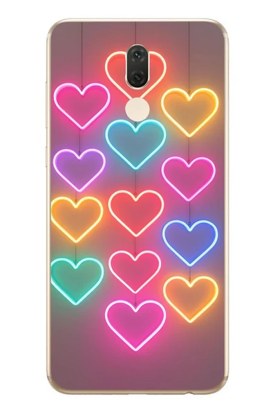 Le Balvo Huawei Mate 10 Lite Uyumlu Neon Kalpler Baskılı Silikon Kılıf ürün görseli 1