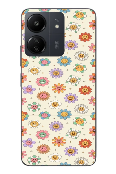 Le Balvo Redmi 13C Uyumlu Gülen Çiçekler Baskılı Silikon Kılıf ürün görseli 1
