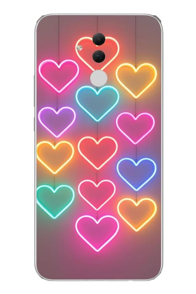 Le Balvo Huawei Mate 20 Lite Uyumlu Neon Kalpler Baskılı Silikon Kılıf ürün görseli 1