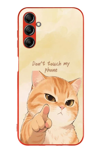 Le Balvo Samsung Galaxy A14 Uyumlu Dont Touch My Phone Baskılı Silikon Kılıf ürün görseli 1