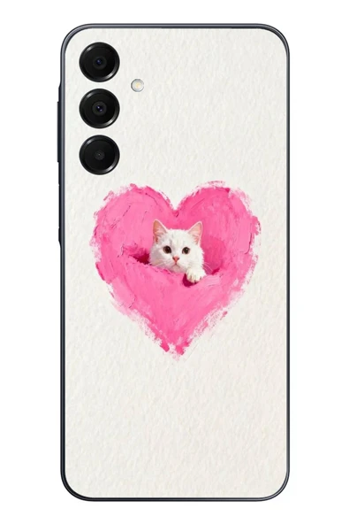 Le Balvo Samsung Galaxy A16 Uyumlu Pembe Kalpli Kedi Baskılı Silikon Kılıf ürün görseli 1