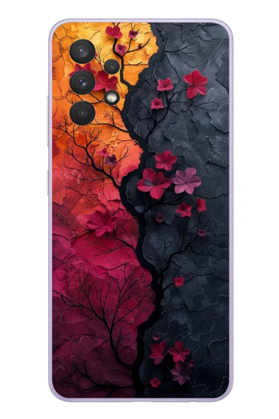 Le Balvo Samsung Galaxy A32 Uyumlu Yaprak Geçişkenliği Baskılı Silikon Kılıf ürün görseli 1