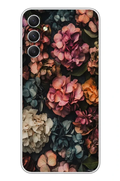 Le Balvo Samsung Galaxy A34 Uyumlu Koyu Çiçekler Baskılı Silikon Kılıf ürün görseli 1