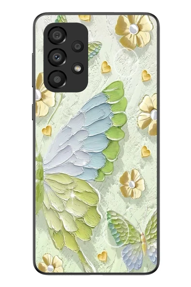 Le Balvo Samsung Galaxy A33 Uyumlu Yeşil Mavi Kelebek Baskılı Silikon Kılıf ürün görseli 1