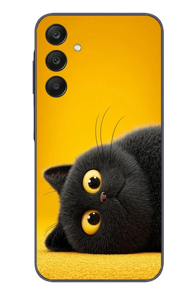 Le Balvo Samsung Galaxy A25 Uyumlu Yan Bakan Siyah Kedi Baskılı Silikon Kılıf ürün görseli 1