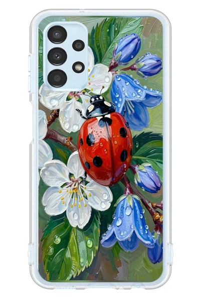 Le Balvo Samsung Galaxy A13 Uyumlu Uğur Böceği Yağlı Boya Baskılı Silikon Kılıf ürün görseli 1