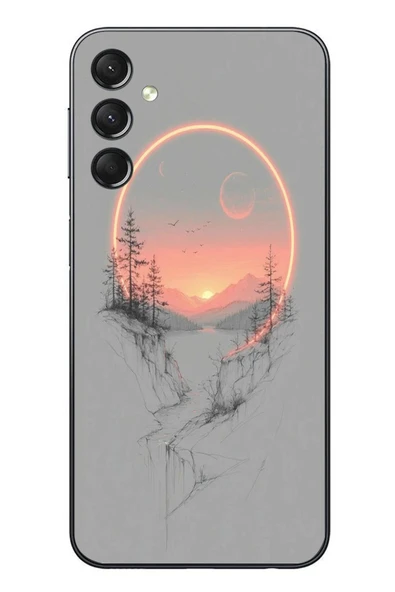 Le Balvo Samsung Galaxy A24 Uyumlu Günbatımı Mermer Desenli Baskılı Silikon Kılıf ürün görseli 1