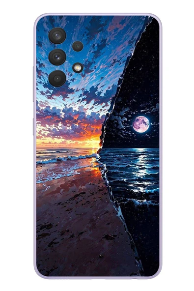 Le Balvo Samsung Galaxy A32 Uyumlu Deniz Günbatımı Baskılı Silikon Kılıf ürün görseli 1
