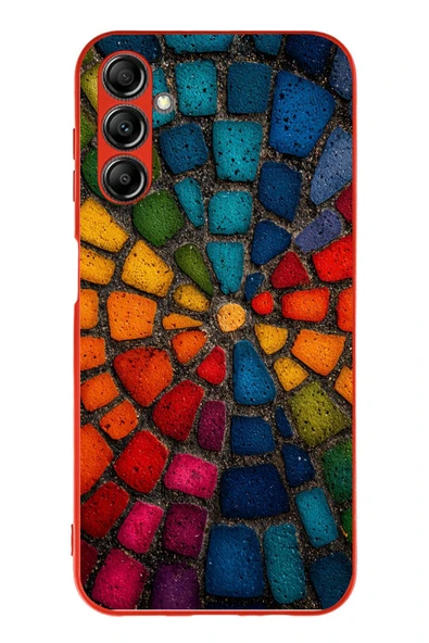 Le Balvo Samsung Galaxy A14 Uyumlu Gökkuşağı Renkli Kaldırım Baskılı Silikon Kılıf ürün görseli 1