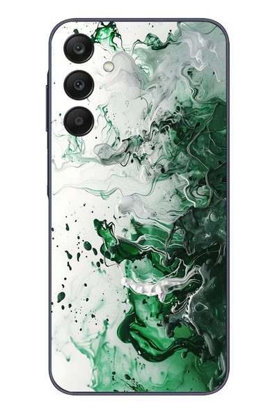 Le Balvo Samsung Galaxy A25 Uyumlu Yeşil Beyaz Dalgalar Baskılı Silikon Kılıf ürün görseli 1
