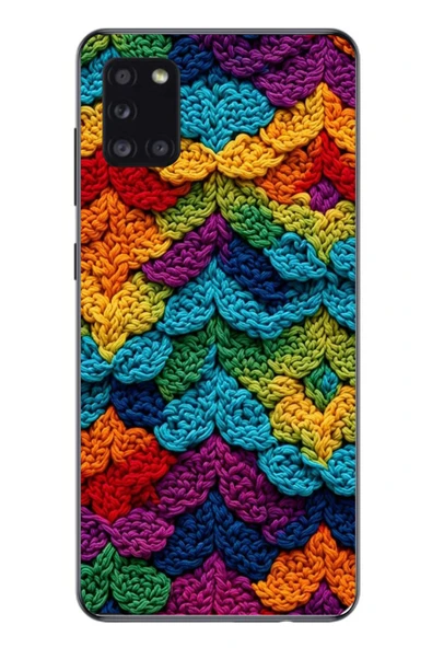 Le Balvo Samsung Galaxy A31 Uyumlu Renkli Örgüler Baskılı Silikon Kılıf ürün görseli 1