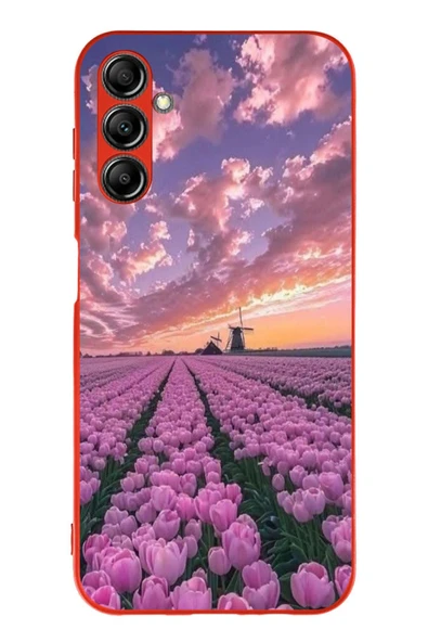Le Balvo Samsung Galaxy A14 Uyumlu Lale Bahçesi Baskılı Silikon Kılıf ürün görseli 1