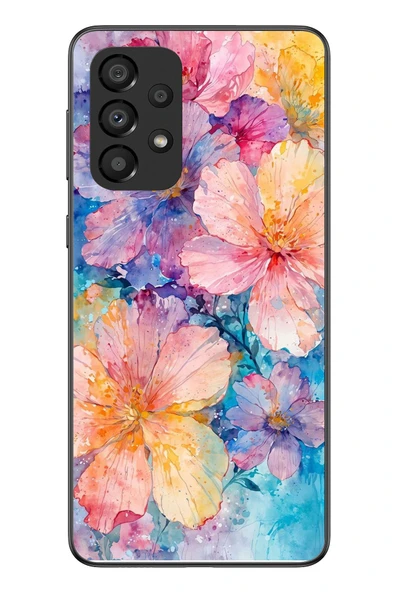 Le Balvo Samsung Galaxy A33 Uyumlu Yağlı Boya Çiçekler Baskılı Silikon Kılıf ürün görseli 1