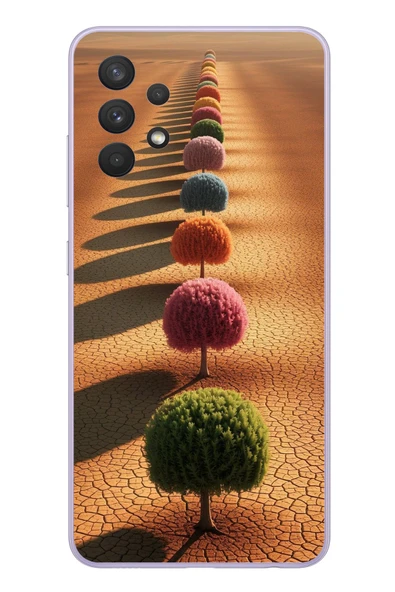 Le Balvo Samsung Galaxy A32 Uyumlu Sıralı Renkli Ağaçlar Baskılı Silikon Kılıf ürün görseli 1